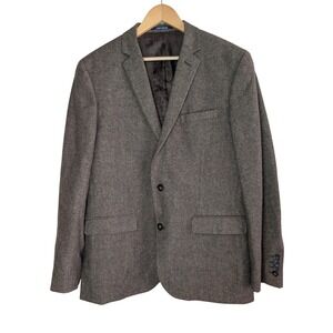 Bar III Slim Fit Brown Tweed Wool Silk Blend Blazer Mens 42R Tailored Sport Coat